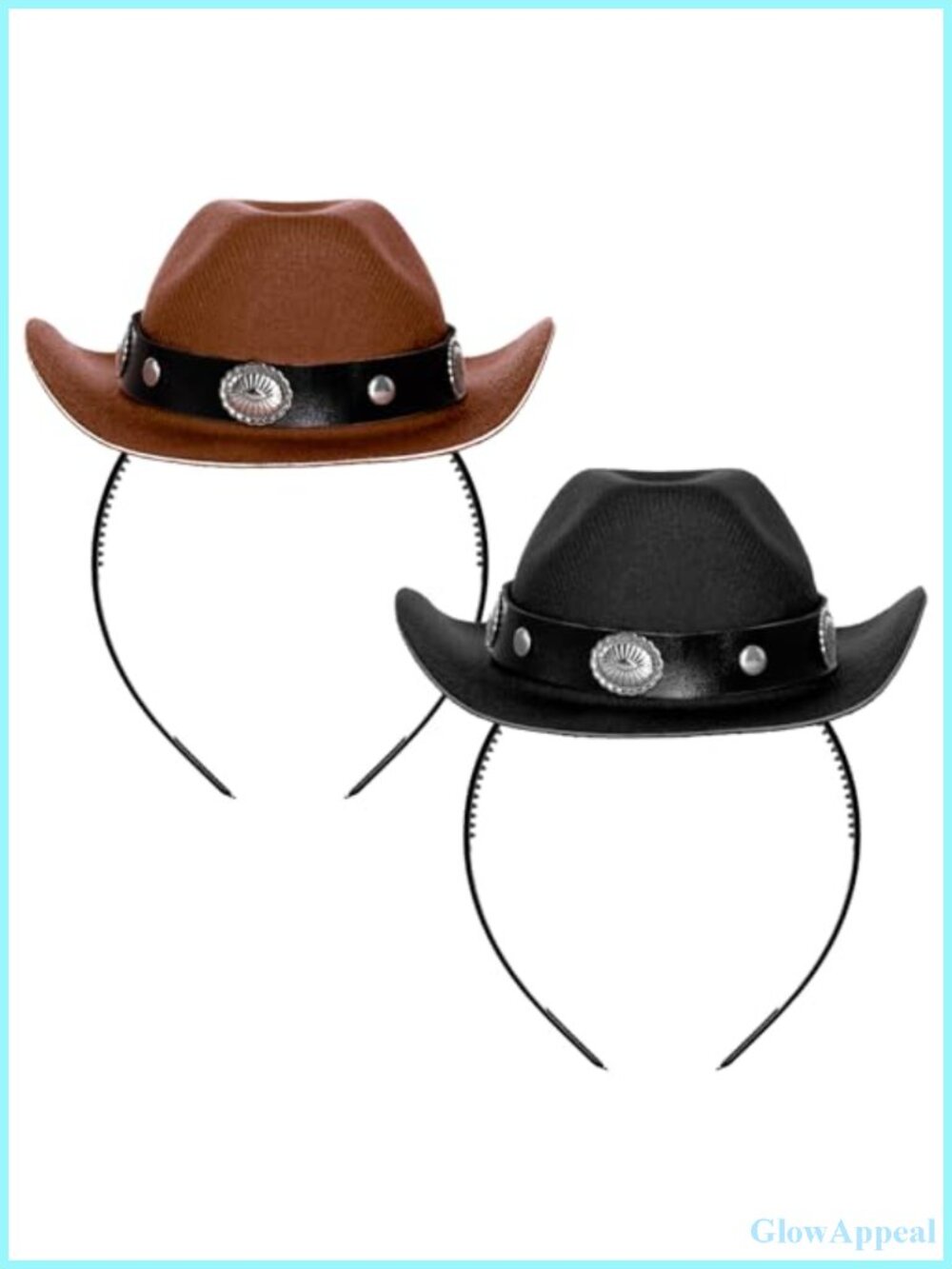 Cowgirl Mini Cowboy Hat Headbands 2-Pack Western Party Favor